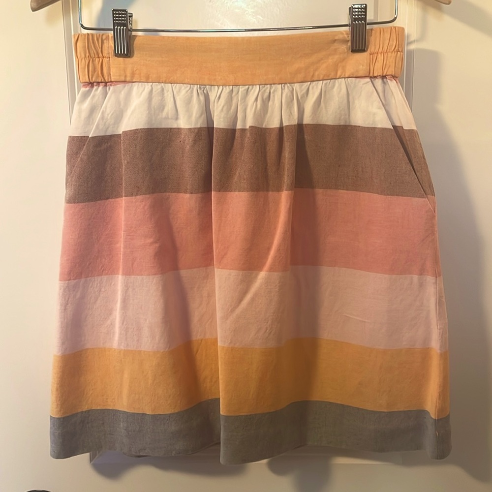 LOFT Sherbert Stripe Linen Skirt